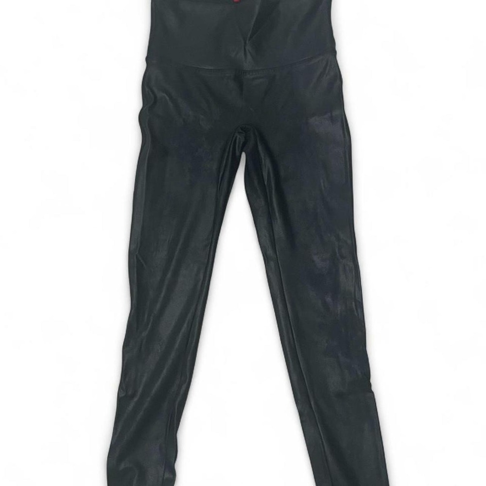 SPANX BLACK FAUX LEATHER LEGGINGS